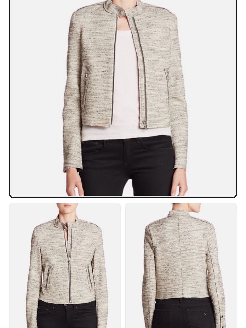 Theory Cotton Blend Tweed Stretch Moto Jacket